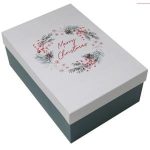 Hamper Box - Medium - Grey Merry Christmas Wreath