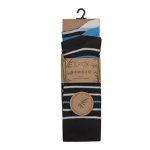 Pandastick Bamboo Striped Socks - Black with white/blue stripes - Men's Size 6-11 - 3 pairs