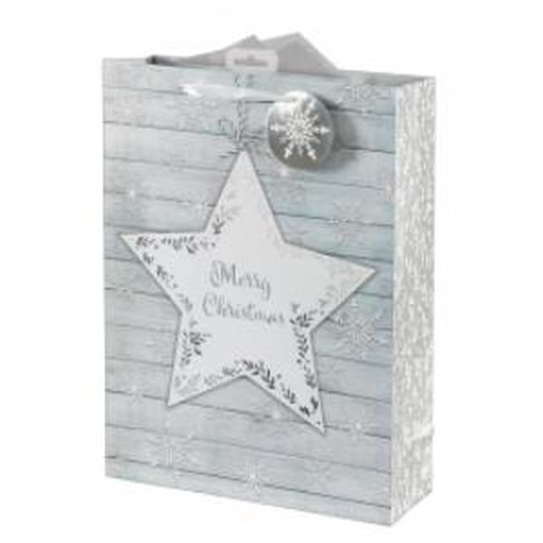 Merry Christmas Silver Star Extra Large Gift Bag
