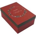 Hamper Box - Medium - Red Merry Christmas Wreath Design